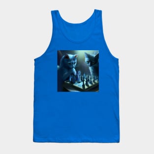 Two Blue Cats Attempt to Figure Out the Rules of Chess Tank Top